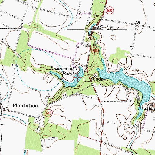 Topographic Map of Lakewood Pond, VA