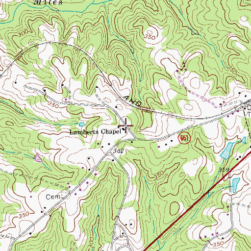 Topographic Map of Lamberts Chapel, VA