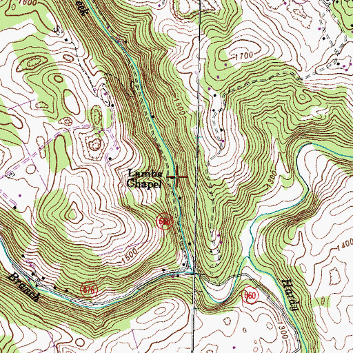 Topographic Map of Lambs Chapel, VA