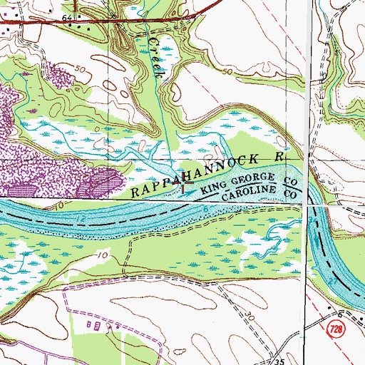 Topographic Map of Lambs Creek, VA
