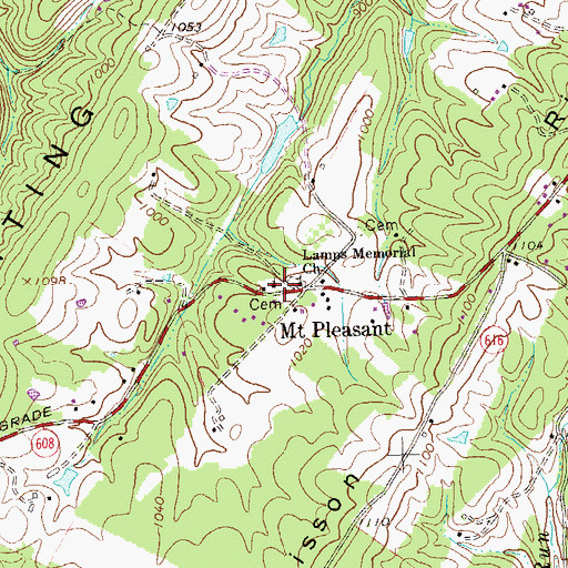 Topographic Map of Lamps Memorial Church, VA