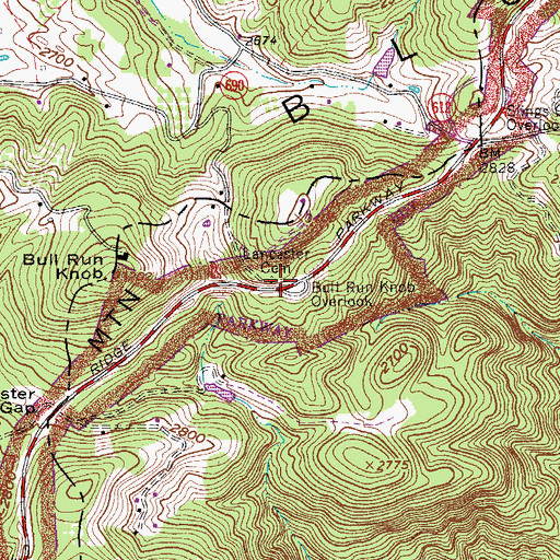 Topographic Map of Lancaster Cemetery, VA