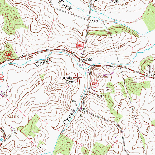 Topographic Map of Landes Cemetery, VA