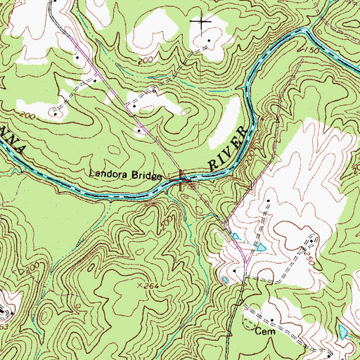 Topographic Map of Landora Bridge, VA