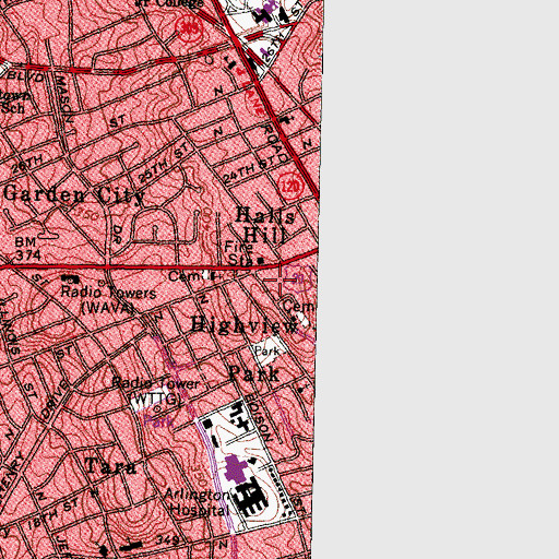 Topographic Map of Langston School, VA