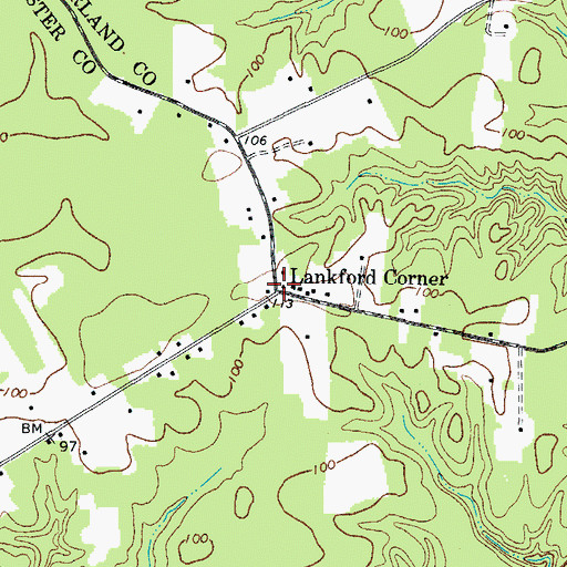 Topographic Map of Lankford Corner, VA