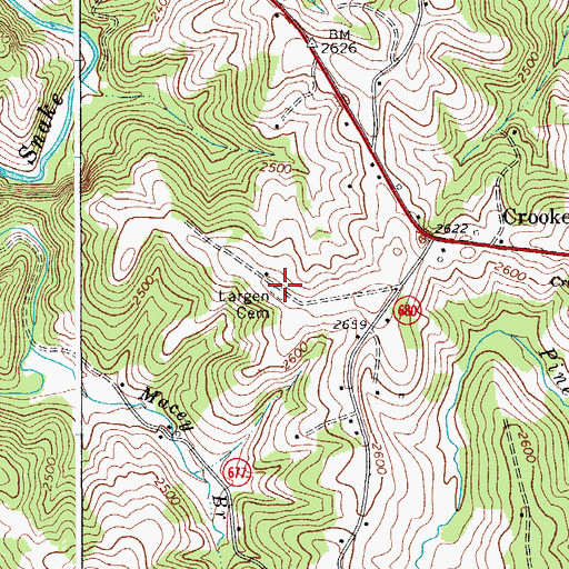 Topographic Map of Largen Cemetery, VA