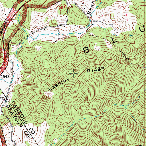 Topographic Map of Lashley Ridge, VA