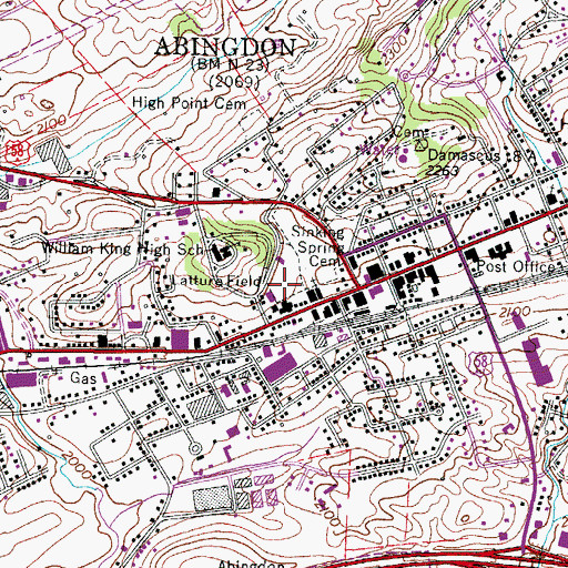 Topographic Map of Latture Field, VA