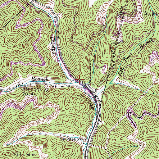 Topographic Map of Laurel Branch, VA