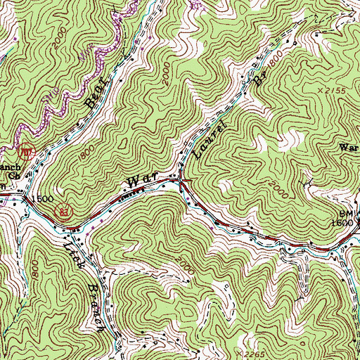 Topographic Map of Laurel Branch, VA