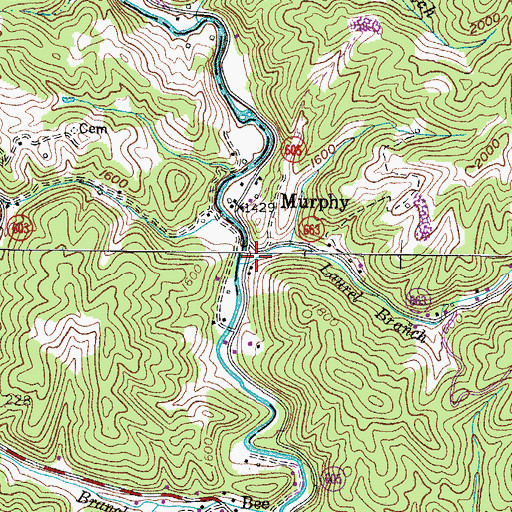 Topographic Map of Laurel Branch, VA