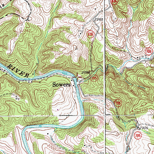 Topographic Map of Laurel Creek, VA