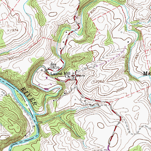 Topographic Map of Laurel Hill Church, VA