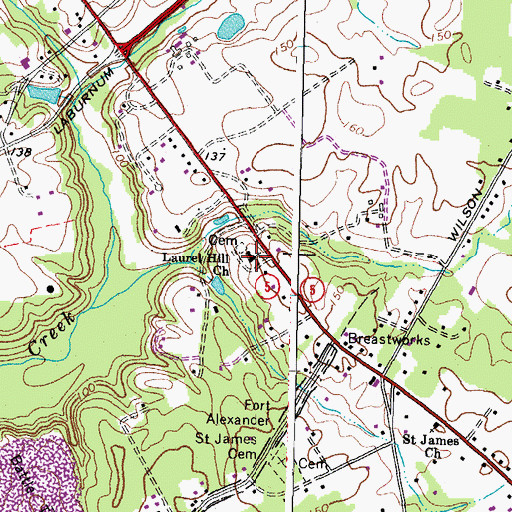 Topographic Map of Laurel Hill Church, VA