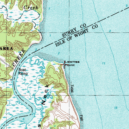Topographic Map of Lawnes Point, VA