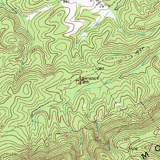 Topographic Map of Lawrence Cemetery, VA