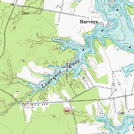 Topographic Map of Lawrence Cove, VA