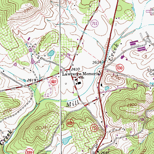 Topographic Map of Lawrence Memorial Church, VA