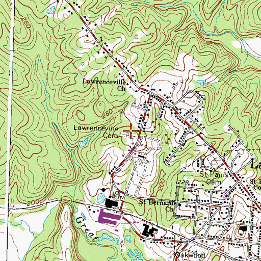 Topographic Map of Lawrenceville Cemetery, VA