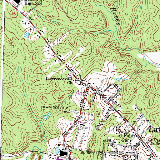 Topographic Map of Lawrenceville Presbyterian Church, VA