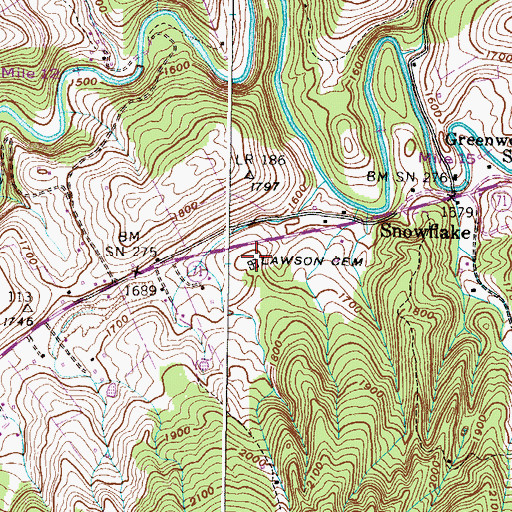 Topographic Map of Lawson Cemetery, VA