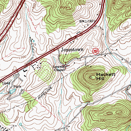 Topographic Map of Lawson Chapel, VA