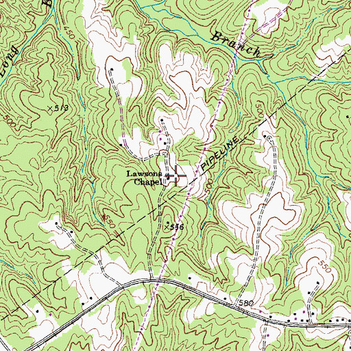Topographic Map of Lawsons Chapel, VA