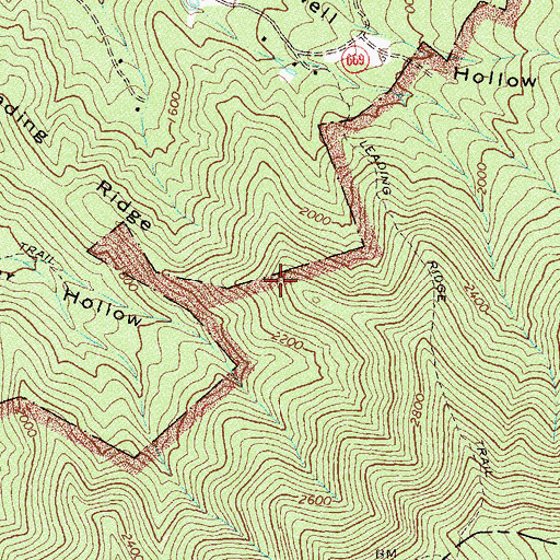 Topographic Map of Leading Ridge, VA
