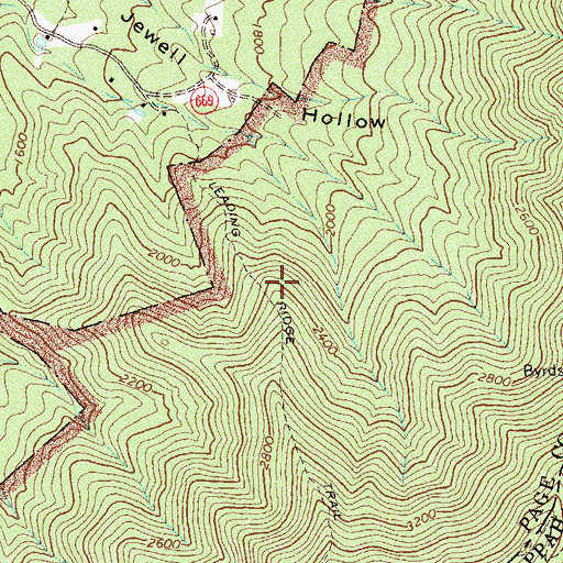 Topographic Map of Leading Ridge Trail, VA