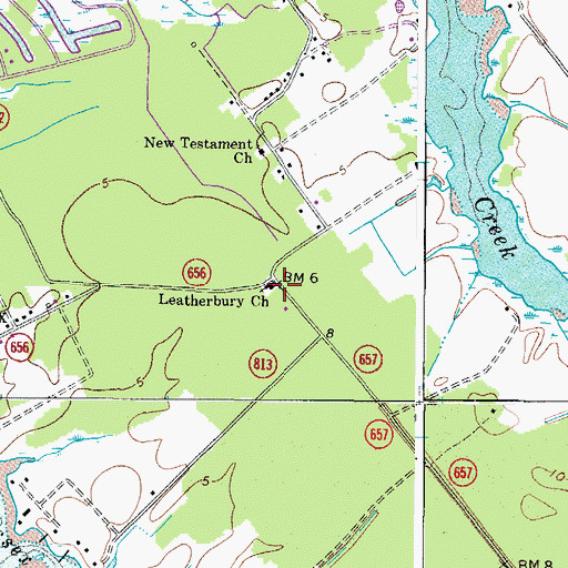 Topographic Map of Leatherbury Church, VA