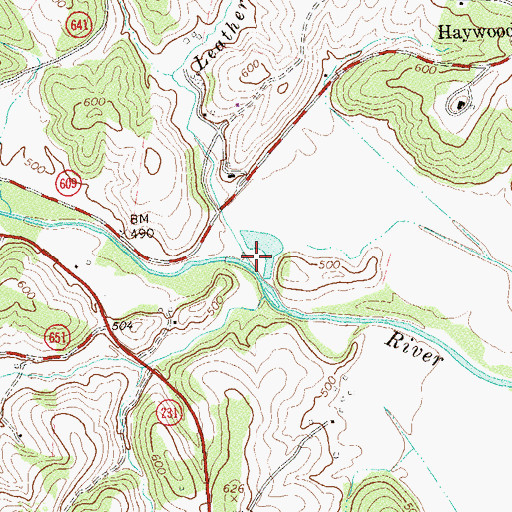 Topographic Map of Leathers Run, VA