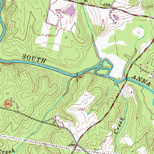 Topographic Map of Leatherwood Creek, VA