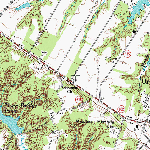 Topographic Map of Lebannon Church, VA