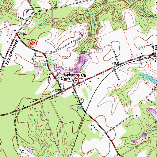 Topographic Map of Lebannon Church, VA