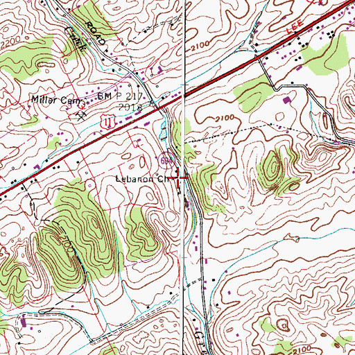 Topographic Map of Lebanon Church, VA