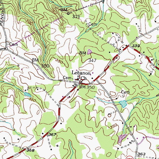 Topographic Map of Lebanon Church, VA