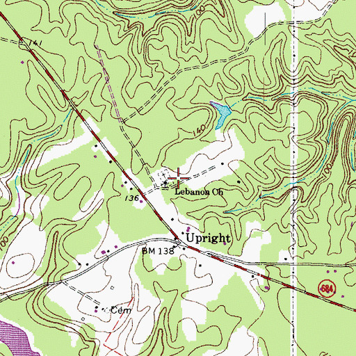 Topographic Map of Lebanon Church, VA