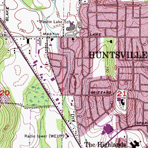 Topographic Map of Gentily Forest, AL