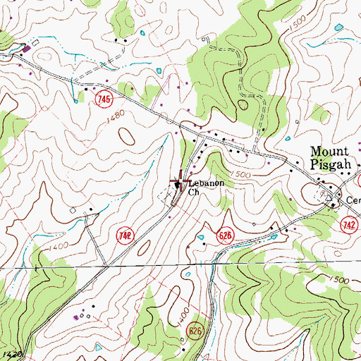 Topographic Map of Lebanon Church, VA