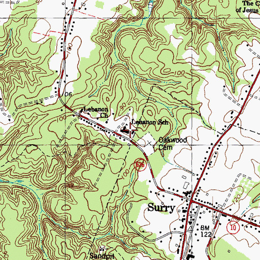 Topographic Map of Lebanon School, VA