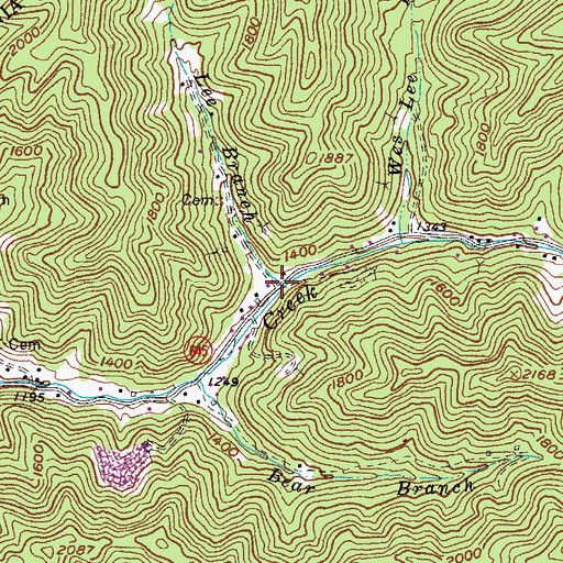 Topographic Map of Lee Branch, VA