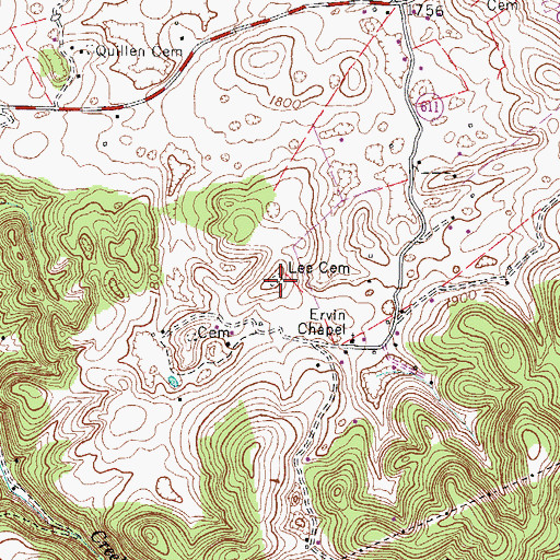 Topographic Map of Lee Cemetery, VA