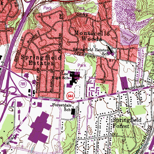 Topographic Map of Robert E Lee High School, VA