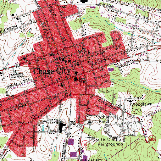 Topographic Map of Lee School, VA