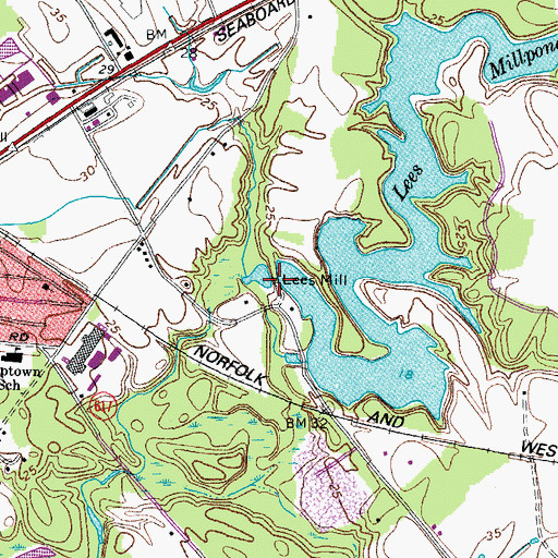 Topographic Map of Lees Millpond, VA