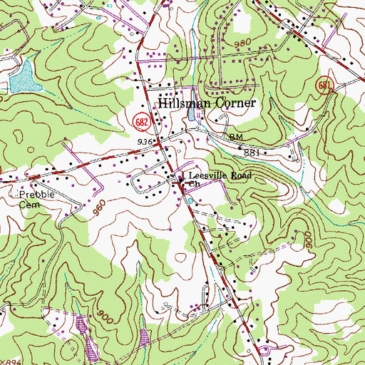 Topographic Map of Leesville Road Church, VA