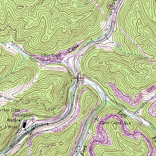 Topographic Map of Left Fork Cane Creek, VA