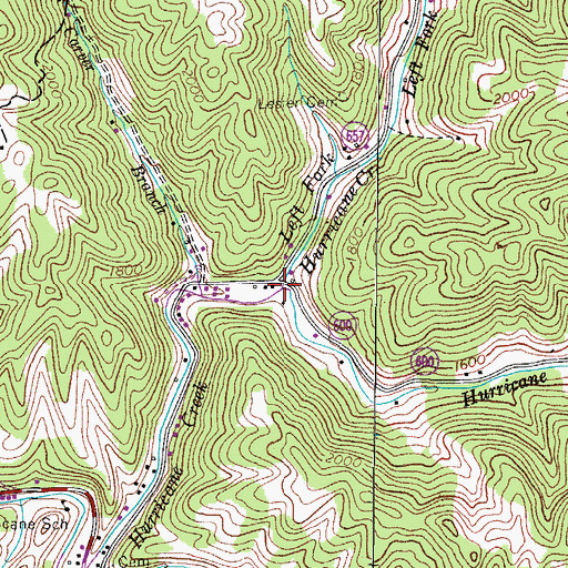 Topographic Map of Left Fork Hurricane Creek, VA