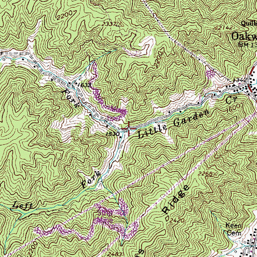 Topographic Map of Left Fork Little Garden Creek, VA